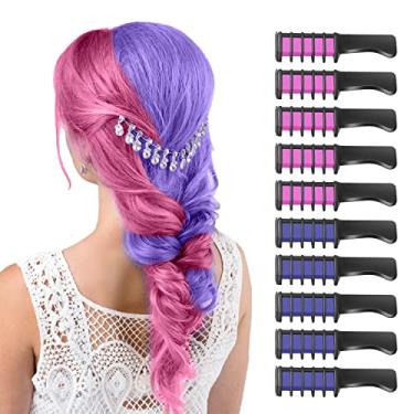 Imagem de MSDADA Giz de cabelo para meninas - novo pente de giz de cabelo temporário brilhante lavável tintura de cabelo - 4 5 6 7 8 9 10 anos de idade presentes para meninas brinquedos para Natal, cosplay de