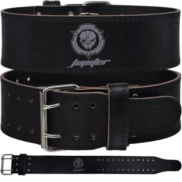 Imagem de Cinto de levantamento de peso (6 mm de espessura) - couro legítimo, oferecendo suporte para as costas. Fivela de duas pontas, ideal para levantamento de peso, levantamento de peso, agachamentos e