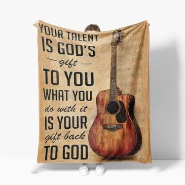 Imagem de Cobertor de guitarra quente de flanela de pelúcia cobertor inspirador de lã super macio aconchegante cobertor de pelúcia de guitarra presentes para crianças adolescentes adultos decoração de quarto