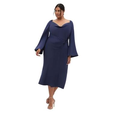 Imagem de City Chic Vestido feminino plus size - Adelina manga comprida, Azul marino, 48