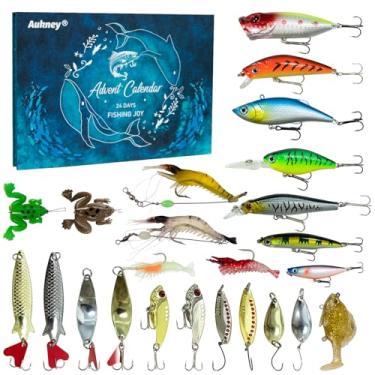 Imagem de Isca de pesca, calendário do advento 2025, contagem regressiva de Natal, kit de pesca de 24 dias, presente de pesca de Natal para pescadores, adultos, homens, adolescentes e meninos