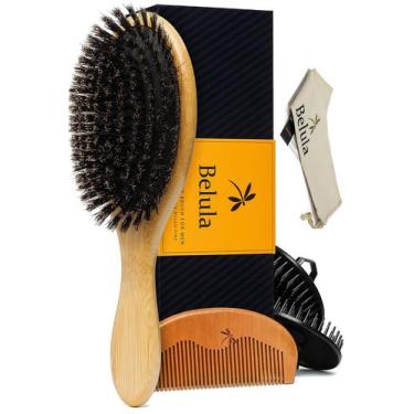 Imagem de Conjunto de escovas de cabelo Belula 100% cerdas de javali com pente d