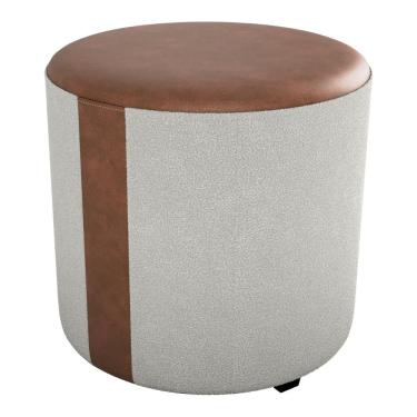 Imagem de Puff Redondo Copenhage Corano Marrom Boucle Milani Store Natural
