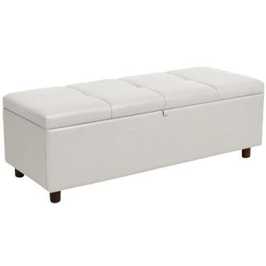 Imagem de Baú Recamier Espanha Couro Branco 140 cm - TNA Decor
