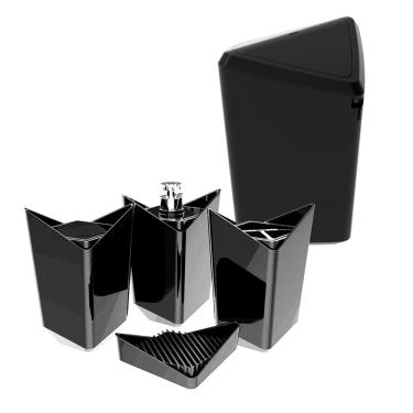 Imagem de Kit Banheiro 5 Peças Porta Escova Algodão Sabonete Líquido Barra Lixeira Preta - Prisma 405042 Crippa