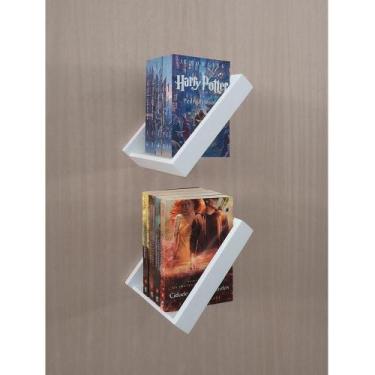 Imagem de Prateleira Porta Livros Suporte Estante Nicho Decorativo Parede 2 Peça