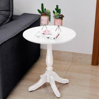 Imagem de Mesa Lateral Rústica Pé Torneado S/Borda - Branca - Branco - ART MOVEI