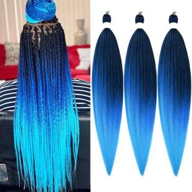 Imagem de Braiding Hair, pré-esticado, Rolance Blue Ombre, 24 polegadas, 3 pacot