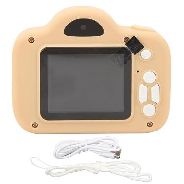 Imagem de Câmera selfie infantil, câmera de vídeo para crianças, câmera digital infantil para gravação de alta definição, foco automático, filmagem fácil (Castanho amarelado)