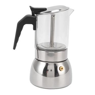 Imagem de Yosoo Pote de Cafeteira de Vidro de Aço Inoxidável, Cauda de café Expresso Em Estilo Italiano Com Válvula de Pressão para Mais Cafeína e Sabor (300ml)