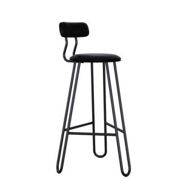 Imagem de Conjunto 4 Banquetas Altas Revestimento Sintético Est.Preta - Metalig