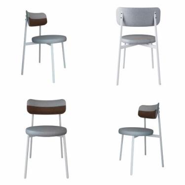 Imagem de Conjunto 4 Cadeiras de Jantar Kyta Tecido Mesclado Est.Branca - Metali