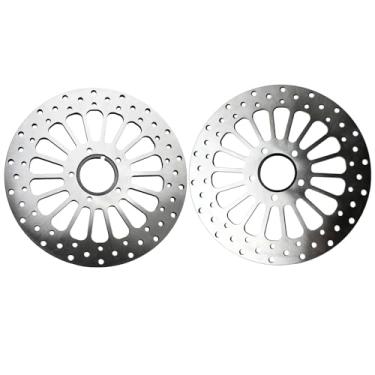 Imagem de INNTURT Rotores de freio dianteiros e traseiros de 29 cm, discos cromados compatíveis com Harley Sportster Touring Dyna Early Super Glide Softail Rotor de freio de dissipação de calor superior Rotores