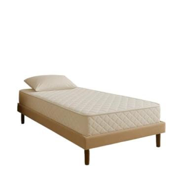 Imagem de Base Cama Box Solteiro Dobrável 3 em 1: Cama, Colchão e Cadeira Espreguiçadeira, Reforçada e Desmontável, Fácil Montagem 88x188cm(Bege)
