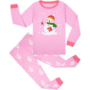 Imagem de HONGTEYA Roupas infantis de Natal para meninos e meninas, boneco de neve, Papai Noel, roupas infantis de algodão tamanho 3-7 anos