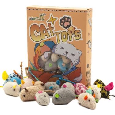 Imagem de Ratos Catnip de pelúcia macia Cat Toys Fashion's Talk Mouse, pacote co