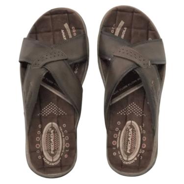 Imagem de Chinelo Masculino Calce Fácil Couro Dia a Dia Pegada