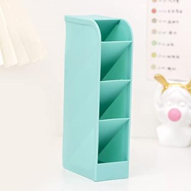 Imagem de HEEPDD Porta de Caneta de Caixa de Armazenamento, Simples Cor Prática e Doce, Papelaria Estudantil, para Pincéis de Maquiagem, Batons Nan (Azul)