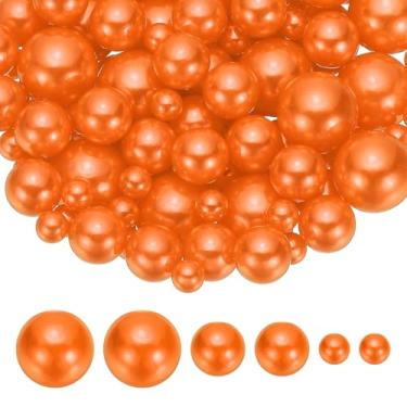 Imagem de PATIKIL Contas de pérolas falsas de 8/14/20 mm, 150 peças para enchimento de vaso de centro de mesa, contas redondas para festa, aniversário, casamento, decoração de mesa, caixa de presente, laranja