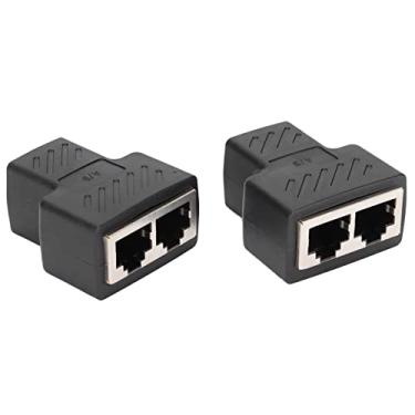 Imagem de RiToEasysports Internet Splitter de Conexão Estável Rede WiFi Signal Enhancer 2pcs RJ45 Ethernet Splitter - Ideal para Compartilhar o Cabo Ethernet para a Câmera para Câmera de Vídeo - Black Abs