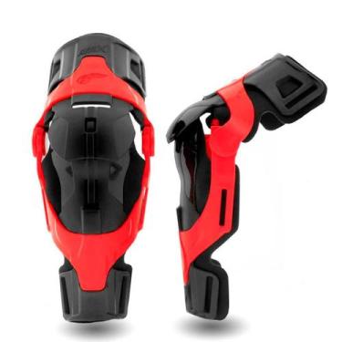 Imagem de Joelheira Articulada Amx Infantil Bike Trilha Enduro, Vermelho, Preto