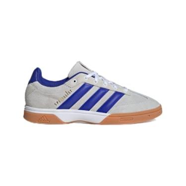 Imagem de adidas Tênis masculino Spezialist de vôlei de salão, Branco/azul claro/cinza, 45