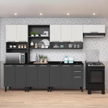 Imagem de Armário de Cozinha Itatiaia Midi Pop Art i3 Grafite/Branco 315cm