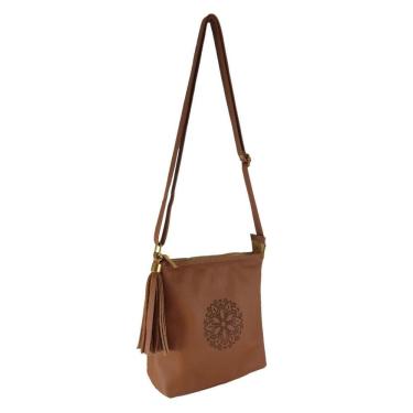 Imagem de Bolsa Transversal Topgrife Estampa Mandala Couro Caramelo Ún