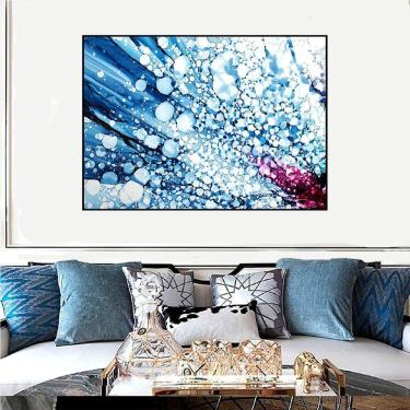 Imagem de Quadro Canvas Abst. Craquelado Azul e Roxo 50x70