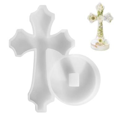 Imagem de Molde de silicone cruzado em pé com base - moldes de resina cruzada de 17 cm, molde de crucifixo para resina epóxi, para decoração de velas faça você mesmo, fazer presentes abençoados, Halloween (A)