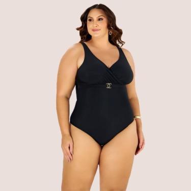 Imagem de Maio Praia Modelador Banho De Mar Zero Barriga Plus Size, Preto, 52