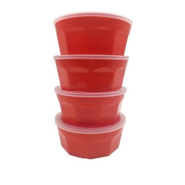 Imagem de 4potes oitavados com tampa marmita sobremesa 700 ml vermelho