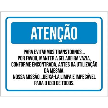 Imagem de Kit 3 Placas Sinalização - Atenção Manter Geladeira Vazia