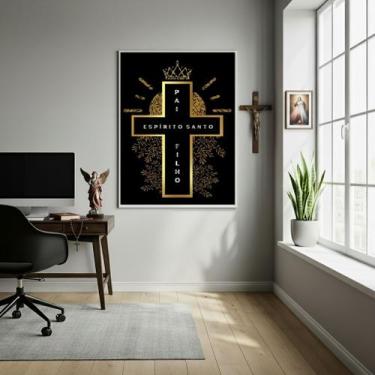Imagem de Quadro Decorativo Cruz Santíssima Trindade - 70x50cm - Quadros On-line