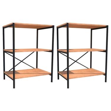 Imagem de Kit 2 Sapateiras Multiuso Hall de Entrada 60cm 3 Prateleiras Padova Demolição/Preto - Artefamol