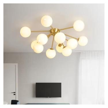 Imagem de Lustre de teto LED moderno para sala de estar, quarto, luz de teto de bola de vidro, decoração de casa, varanda, luminária interna