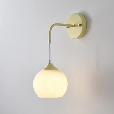 Imagem de Luminária de parede moderna de vidro branco, luminária de parede com arte em vidro floral francês, luminária de parede nórdica com decoração verde creme, elegantes arandelas de vidro com flo