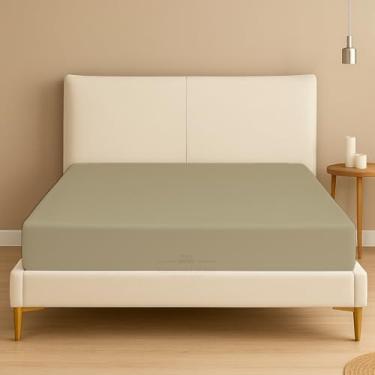 Imagem de Apenas lençol de baixo com elástico Cal-King - 600 fios premium 100% algodão egípcio - bolsos extra profundos de 40,6 cm - ultramacio e respirável - resistente a rugas e desbotamento - ajuste único