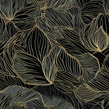 Imagem de Folhas de papel de parede com borda dourada, folhas de papel de parede de 45 x 300 cm, papel de parede autoadesivo removível de vinil para estantes de livros, prateleiras de armário, molduras, armário