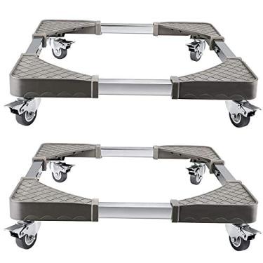 Imagem de HOZEON 2 pacotes para máquina de lavar móveis Dolly, carrinho telescópico móvel com 4 rodas giratórias de travamento ajustável, carrinho de movimento, base de suporte resistente para secadora de geladeira, 226 kg