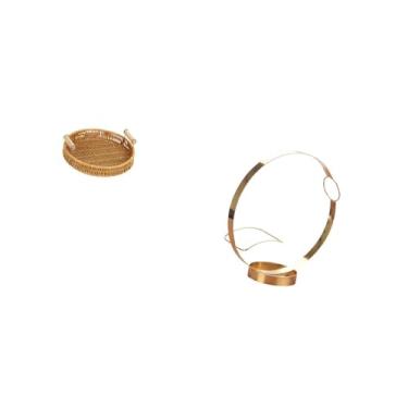 Imagem de Fenteer Conjunto Elegante de Cesta de Frutas E Suporte para Garrafas de Vinho em Ferro Trançado para Mesa, Prato de Pão para Servir Lanches E Organizador de B