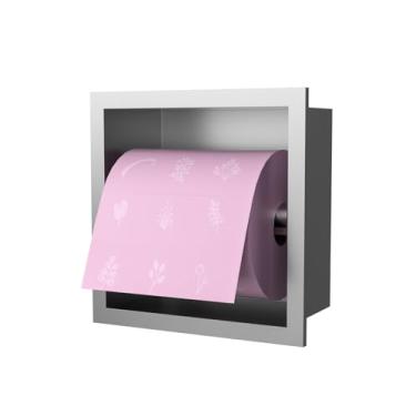 Imagem de BARONAGE Suporte de papel higiênico embutido, suporte de papel higiênico embutido de 15 cm, suporte de rolo de papel higiênico de aço inoxidável na parede, vaso sanitário, inserção de dispensador de