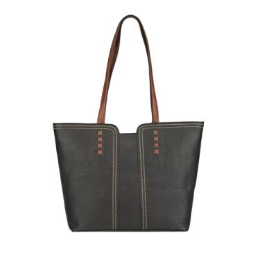 Imagem de James Cuero Bolsa feminina de couro PU, marrom e preta, Preto, Standard