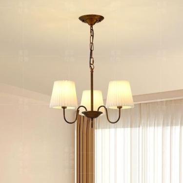 Imagem de Lustre francês de 6 luzes, tecido de bronze esfregado a óleo, luminária pendente de teto estilo fazenda, luminária vintage grande para quarto, sala de jantar, cozinha, ilha, sala de estar, h