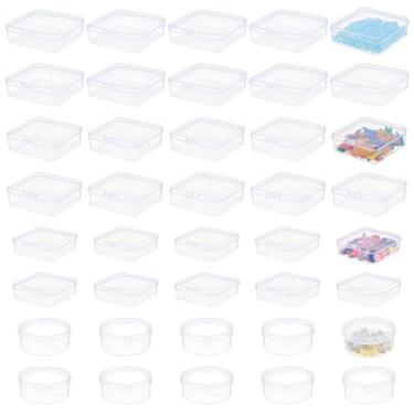 Imagem de PLIGREAT 40 peças de tamanhos mistos recipientes de armazenamento de fichas de jogo de tabuleiro transparentes caixas de armazenamento de plástico redondas quadradas com tampas para peças de contas