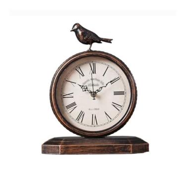 Imagem de Relógio de mesa com mostrador de 18,8 cm, relógio de mesa romano, silencioso, sem tique-taque, arte retrô, relógio de mesa para sala de estar, quarto, escritório, relógio de mesa