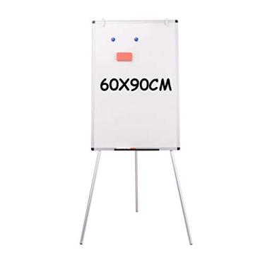 Imagem de CUTPOIY Quadro branco tripé magnético apagável a seco quadro flip chart cavalete portátil dobrável para escritório, ensino, casa, 60 x 90 cm
