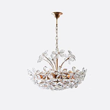 Imagem de RENDJGOU Candeeiro pendente, lustres lustres de cristal modernos candeeiro suspenso dourado flores de vidro para quarto sala de jantar sala de estar restaurante acessórios de iluminação pendentes