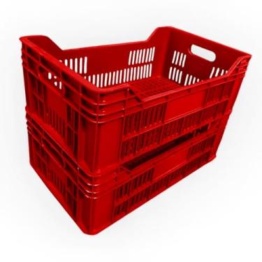 Imagem de Caixa Mercado Plástica Vazada Frutas Verduras (Vermelho)