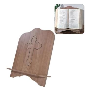 Imagem de Suporte Apoio De Bíblia Porta Livros Estudo Leitura Mdf Amadeirado - A